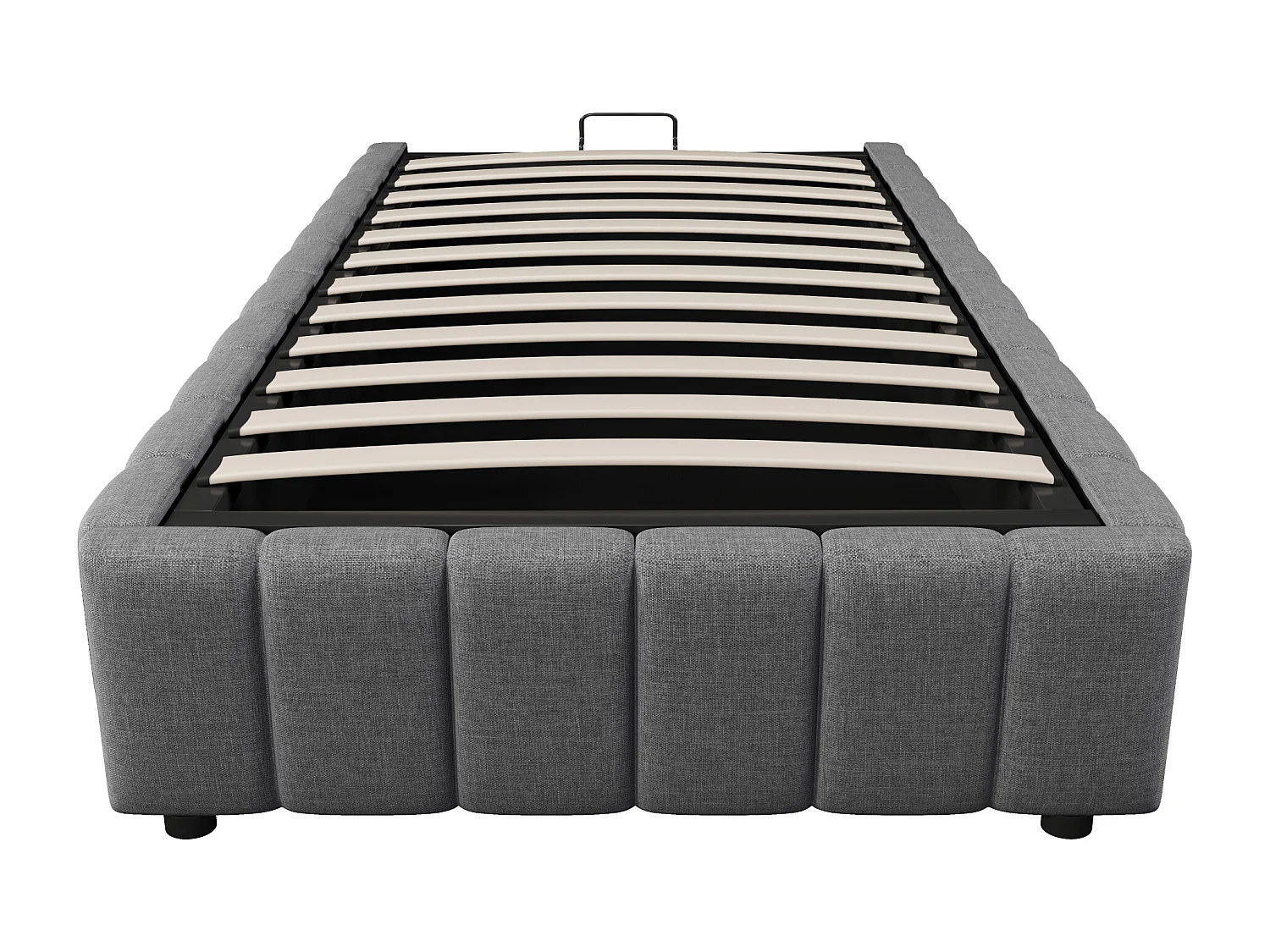 Lit coffre 90 x 200 cm - avec hydraulique - lin gris - sans matelas