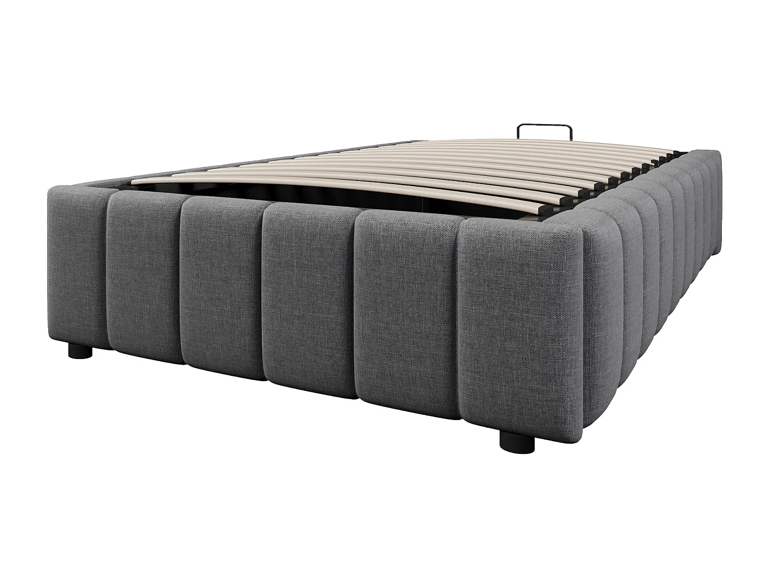 Lit coffre 90 x 200 cm - avec hydraulique - lin gris - sans matelas