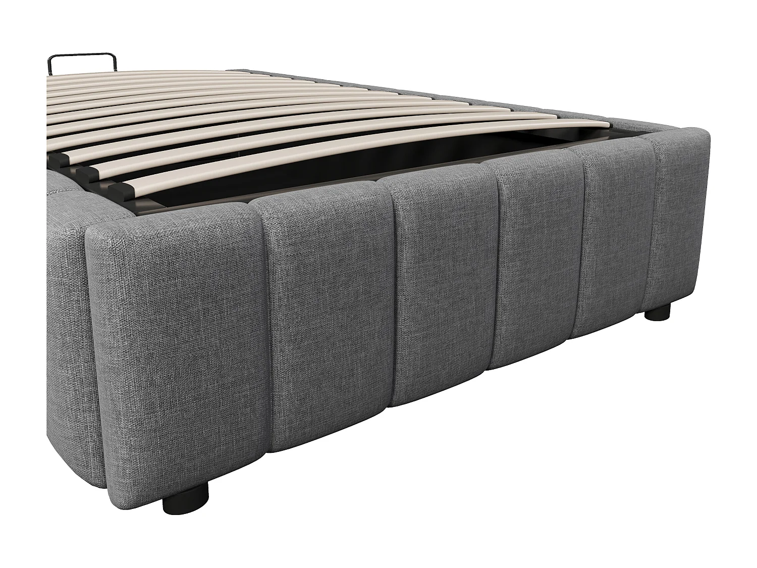 Lit coffre 90 x 200 cm - avec hydraulique - lin gris - sans matelas