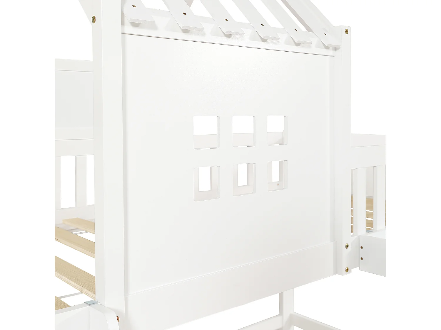 Etagenbett 90 x 200 cm – Kinder-Hochbett mit 2 Schubladen und Schreibtisch – weiß – Matratze nicht enthalten