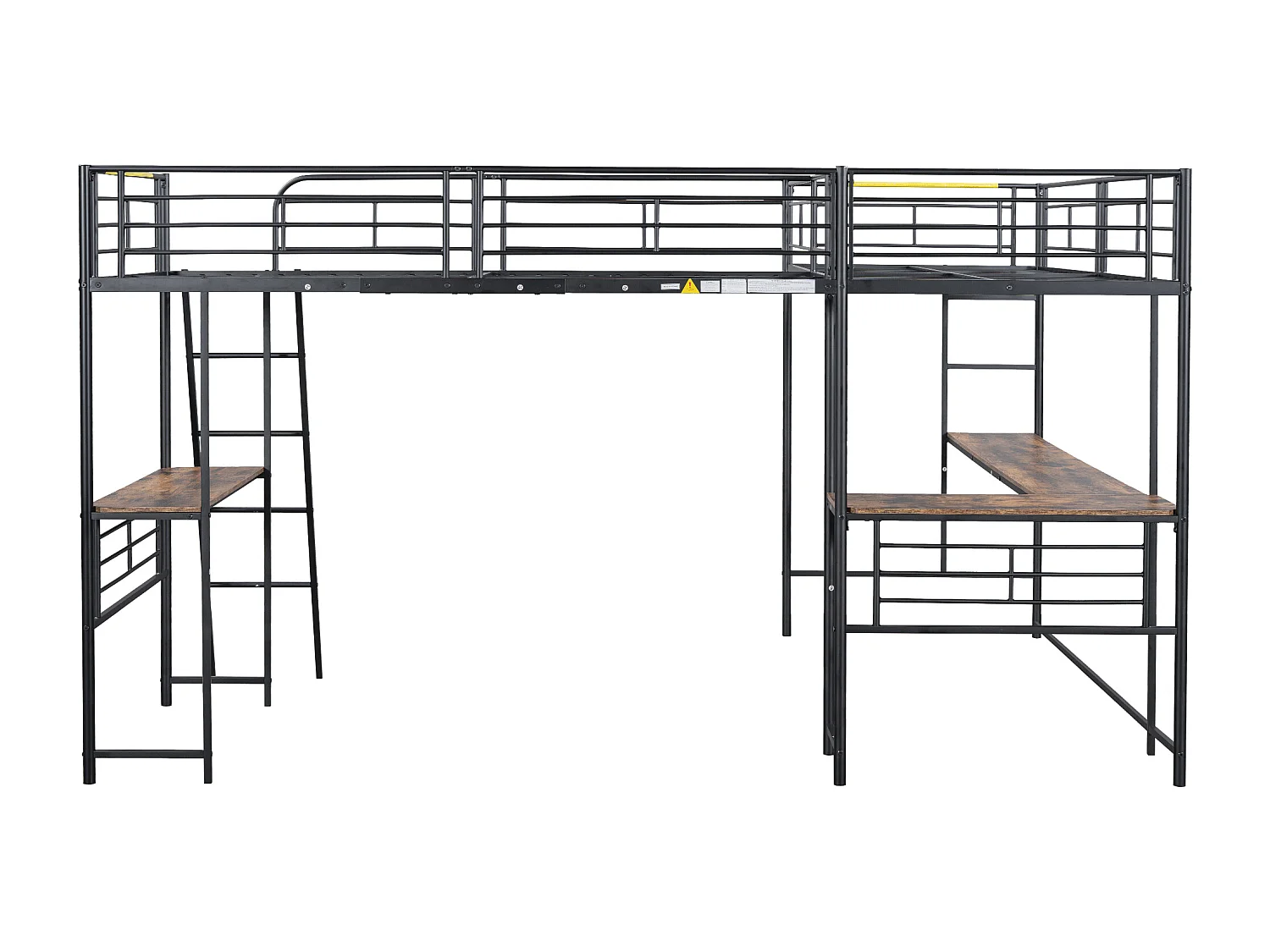 Lit mezzanine 90 x 200 cm - en métal - noir - sans matelas