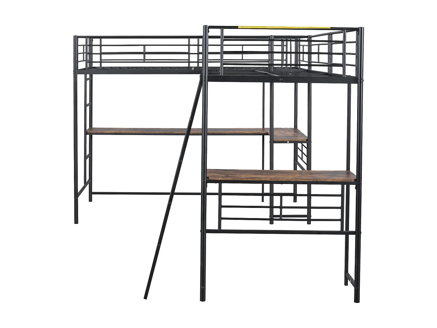 Lit mezzanine 90 x 200 cm - en métal - noir - sans matelas