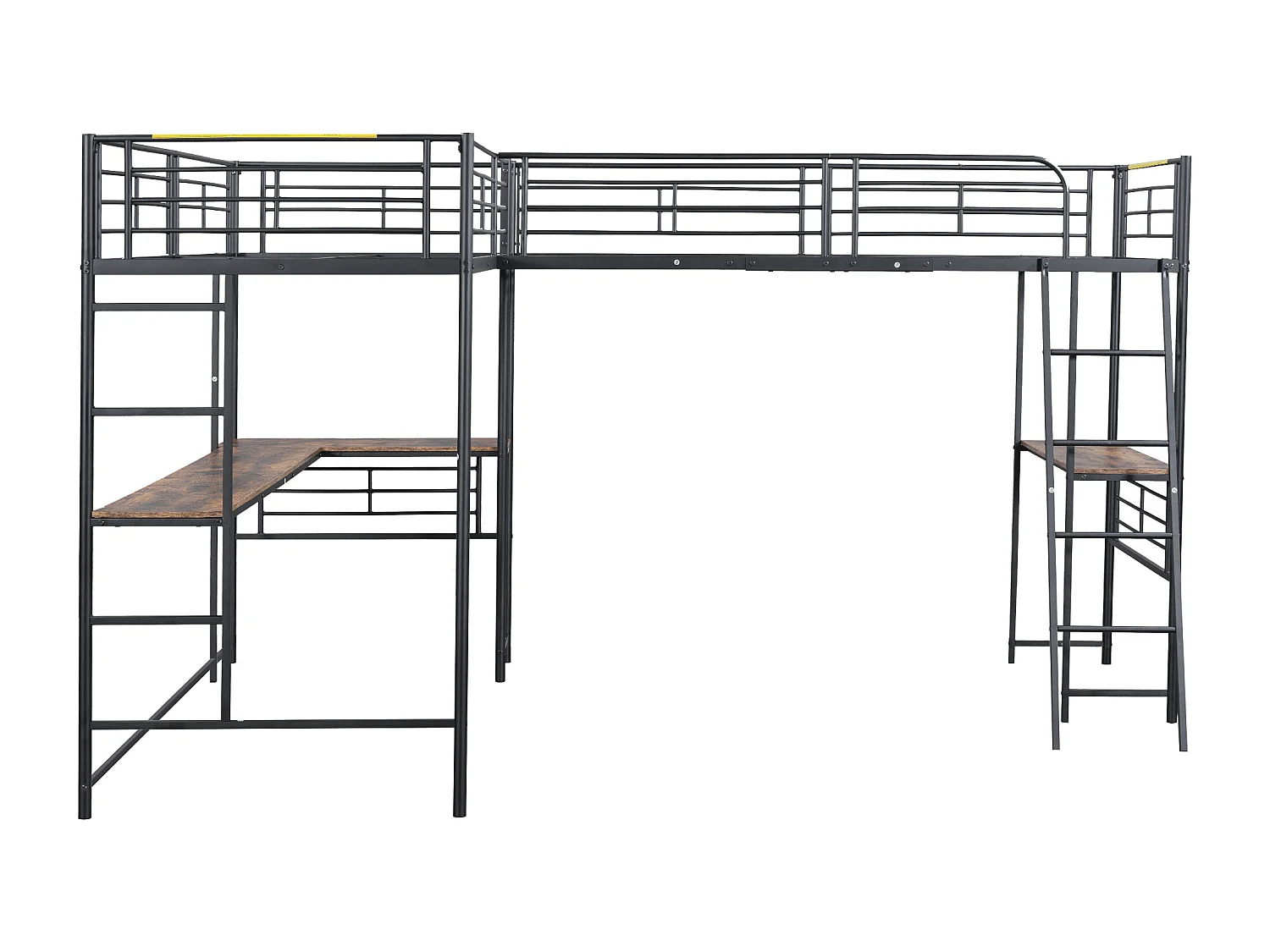 Lit mezzanine 90 x 200 cm - en métal - noir - sans matelas