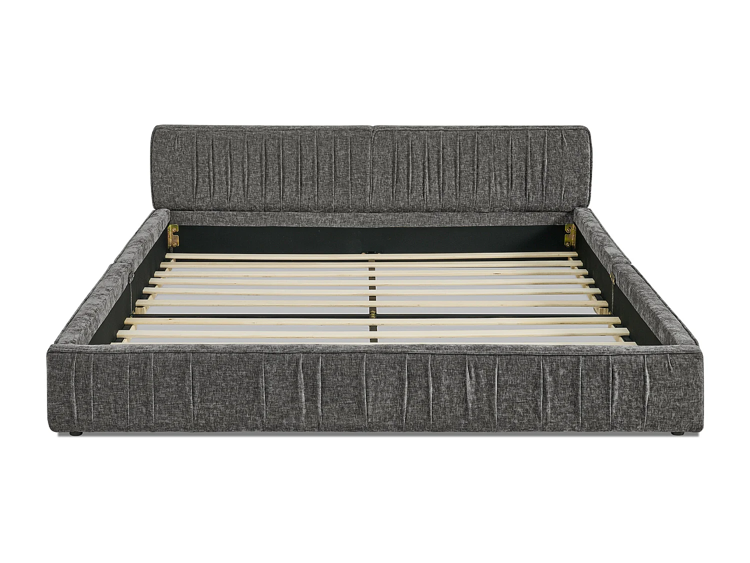 Volwassenenbed 160x200 cm - Tweepersoonsbed met lattenbodem - grijze chenille - matras niet inbegrepen