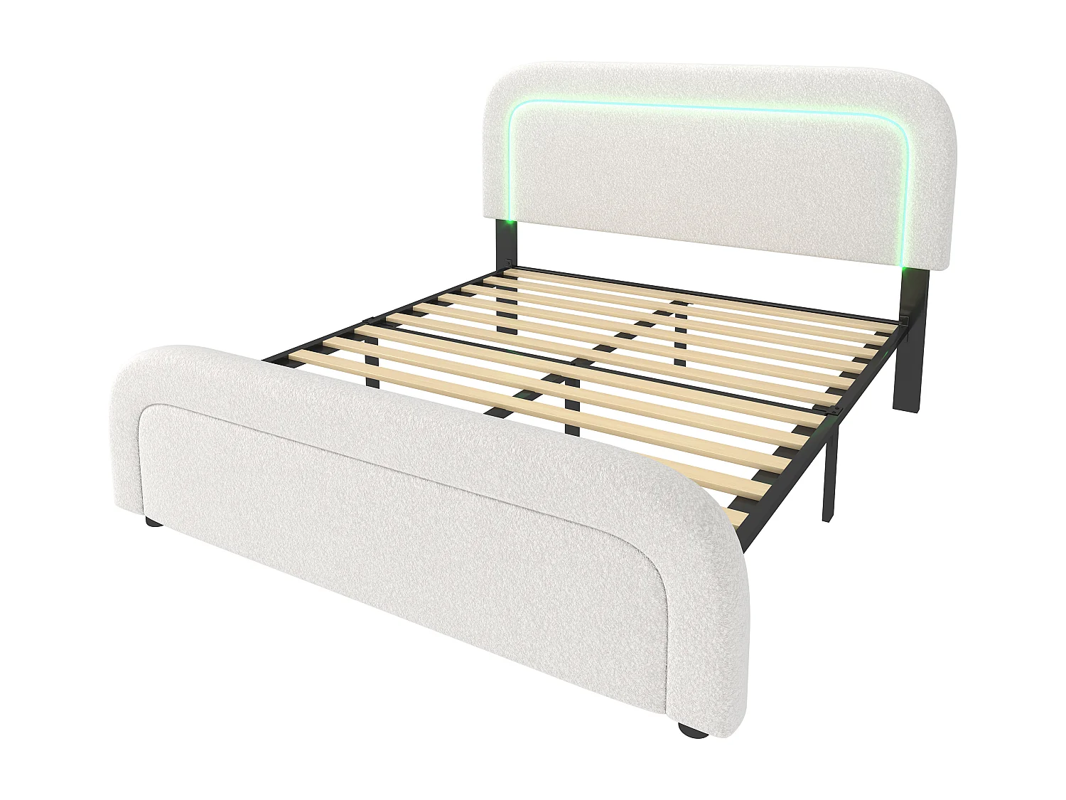 Volwassenenbed 160 x 200 cm - met hoofdbord, USB/Type-C, LED-verlichting - wit - inclusief matras