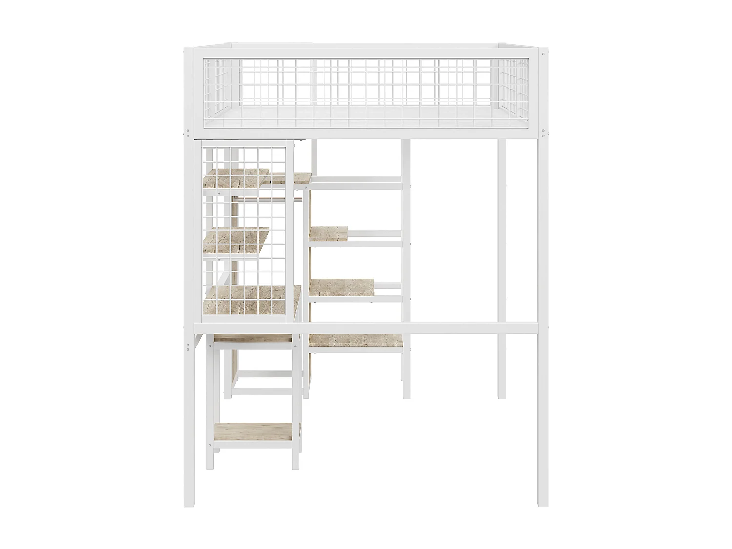 Lit mezzanine 140 x 200 cm - en métal - blanc - sans matelas