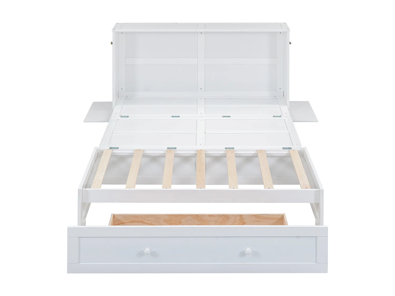 lit adulte 140 x 200 - avec tiroir et étagères - blanc - sans matelas