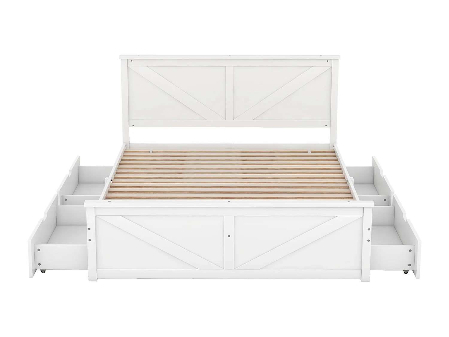 Łóżko dla dorosłych 160x200 cm - łóżko dwuosobowe z 4 szufladami - białe - bez materaca