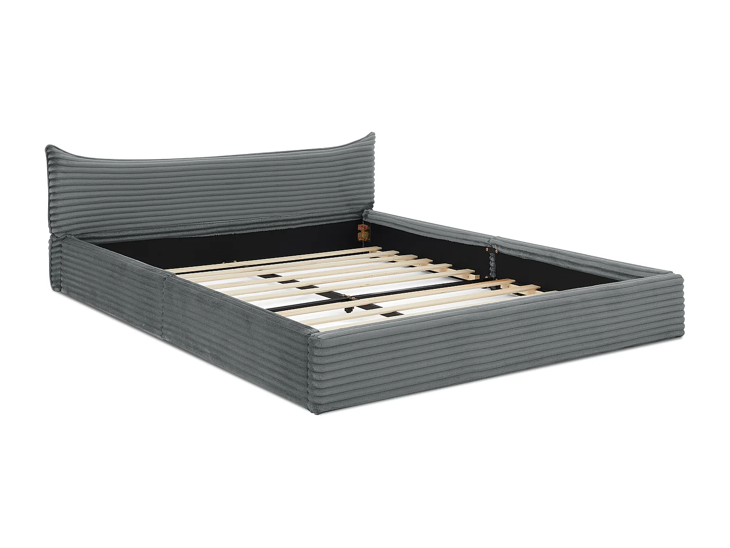 Volwassenenbed 160x200 cm met gestoffeerd hoofdeinde - corduroy - donkergrijs - zonder matras