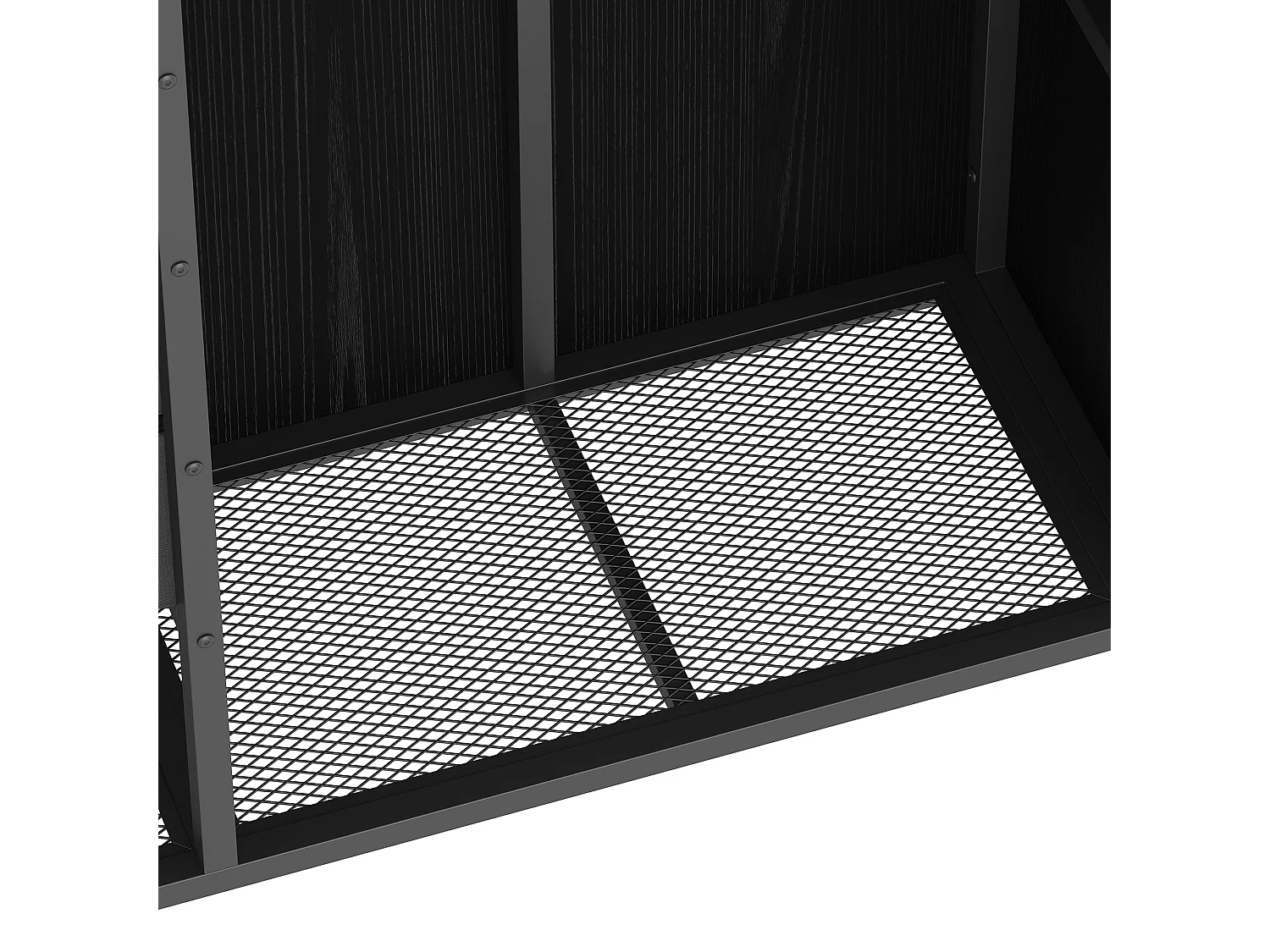 Hochbett 90x200 cm – Kinderbett mit 2 Schubladen und offenem Stauraum – schwarzes Metall – Matratze nicht enthalten