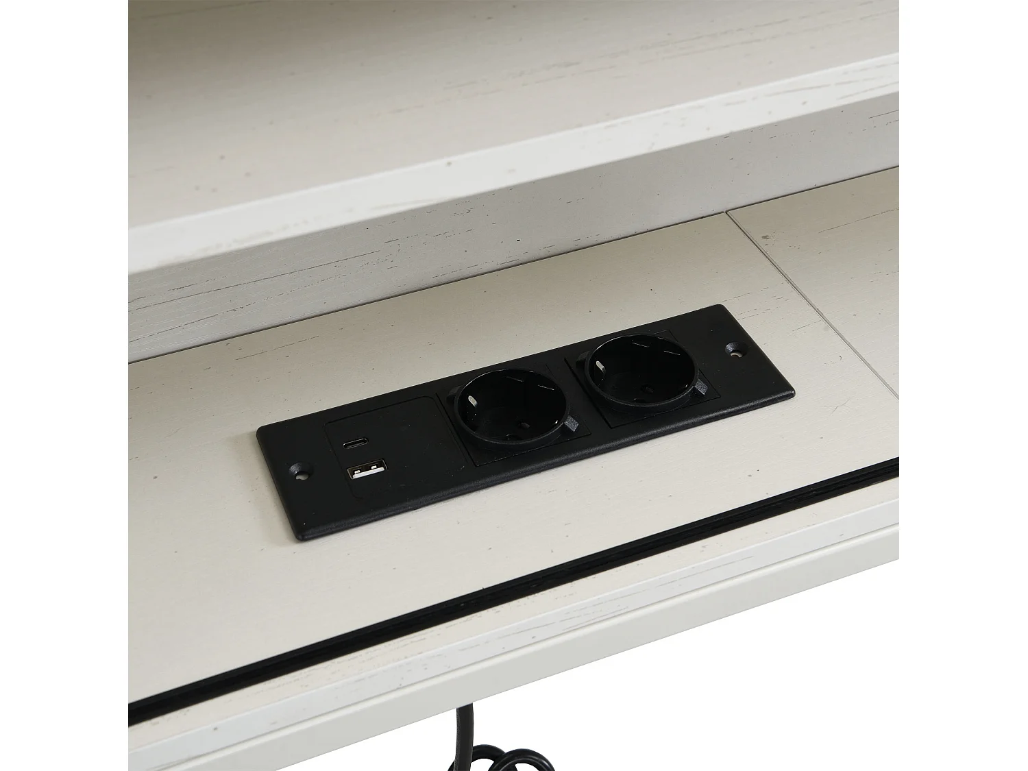 Lit enfant 90x200 cm / 90x190 cm - Lit gigogne avec prise multifonctionnelle et porte coulissante - blanc