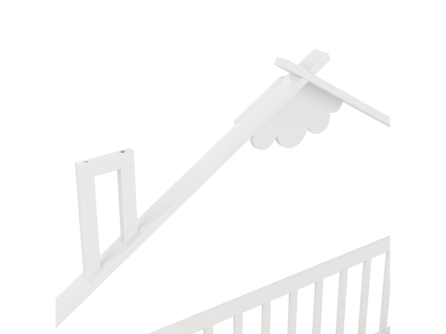 Kinderbed 140x190 cm - Tweepersoonsbed met veiligheidshekjes - wit grenen - zonder matras