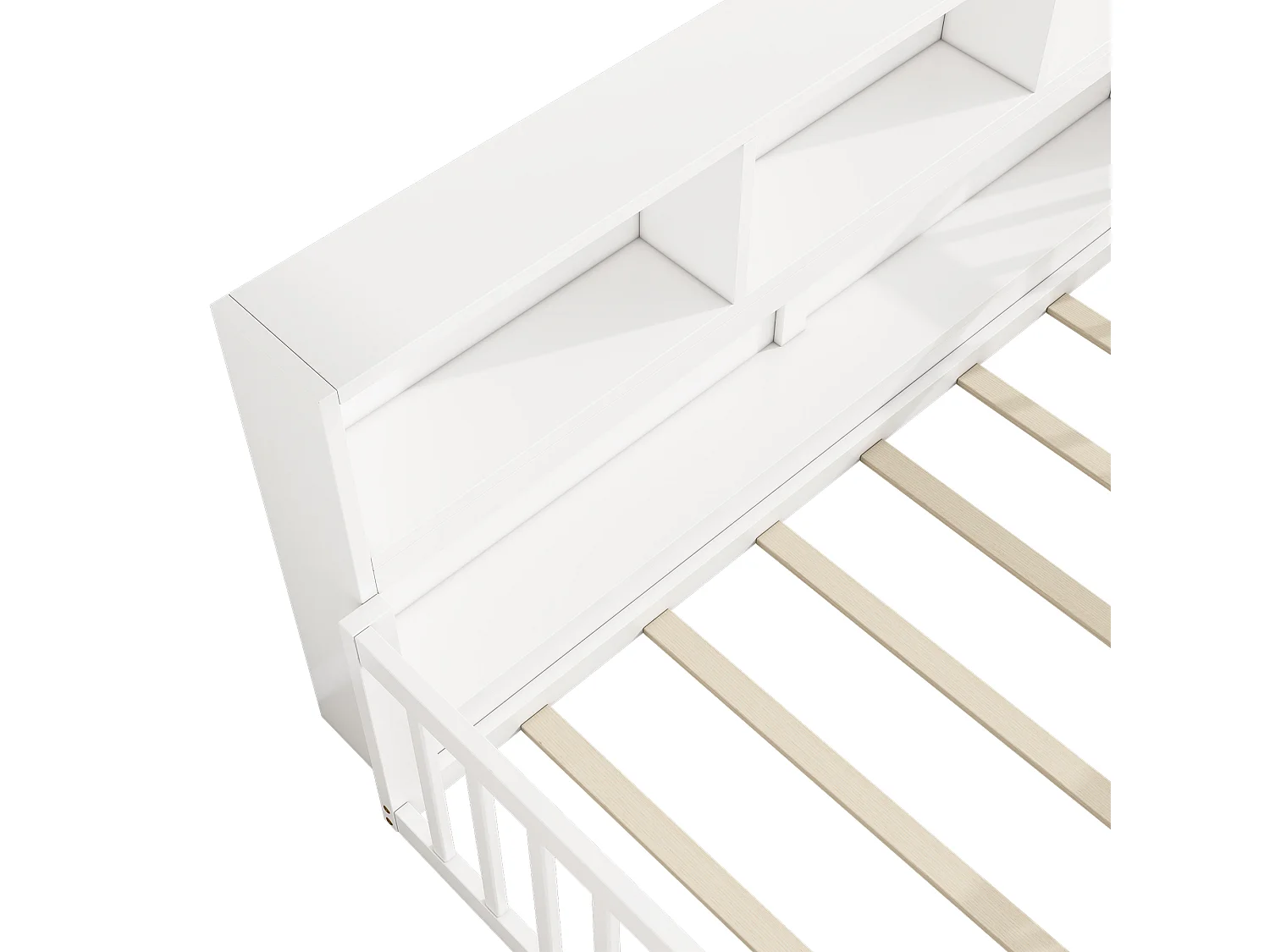Lit enfant 90 x 200 cm - avec étagères et sommier à lattes - blanc - sans matelas