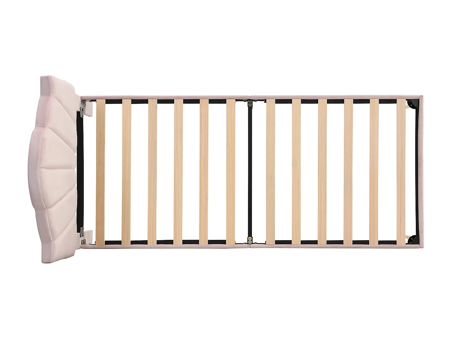 Lit enfant 90x200 cm - avec tête de lit, sommier à lattes - en velours - rose - sans matelas