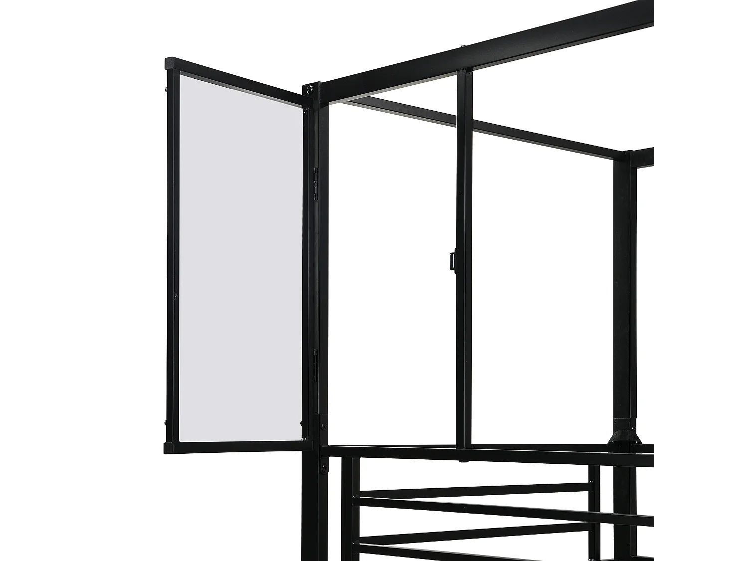 Hochbett 90x200 cm – mit Schreibtisch und Ablagefächern – schwarz und natur – ohne Matratze