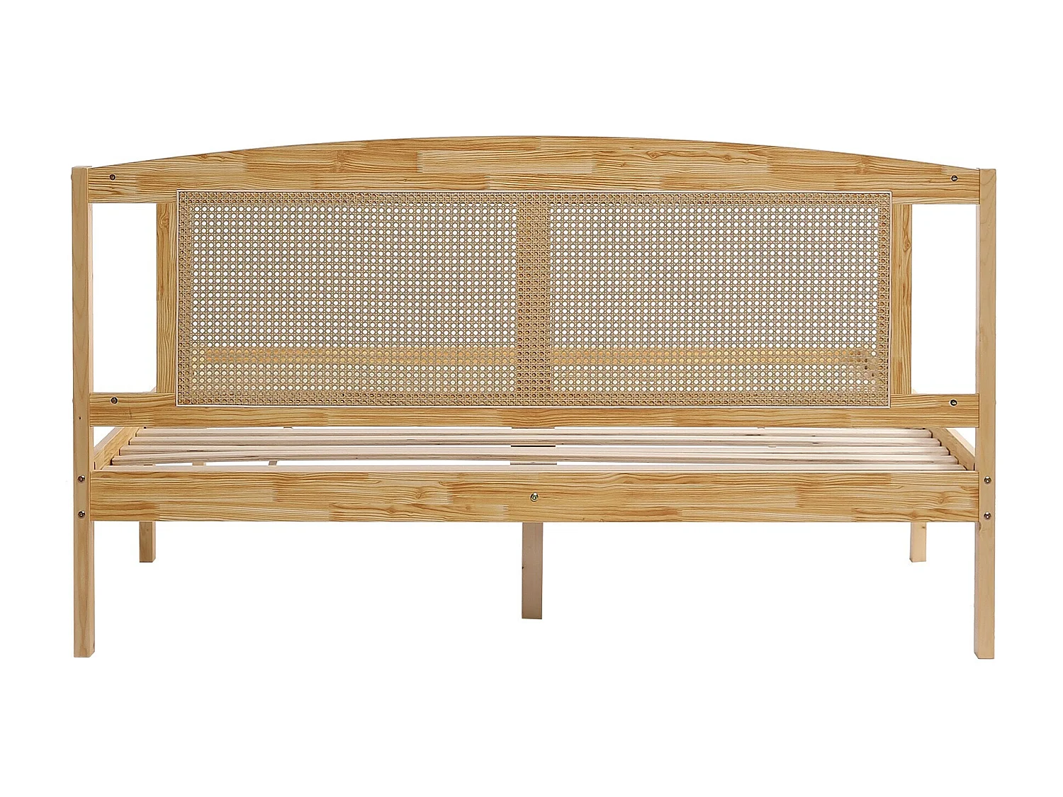 Lit adulte 160x200 cm - avec sommier à lattes - en pin - naturel - sans matelas