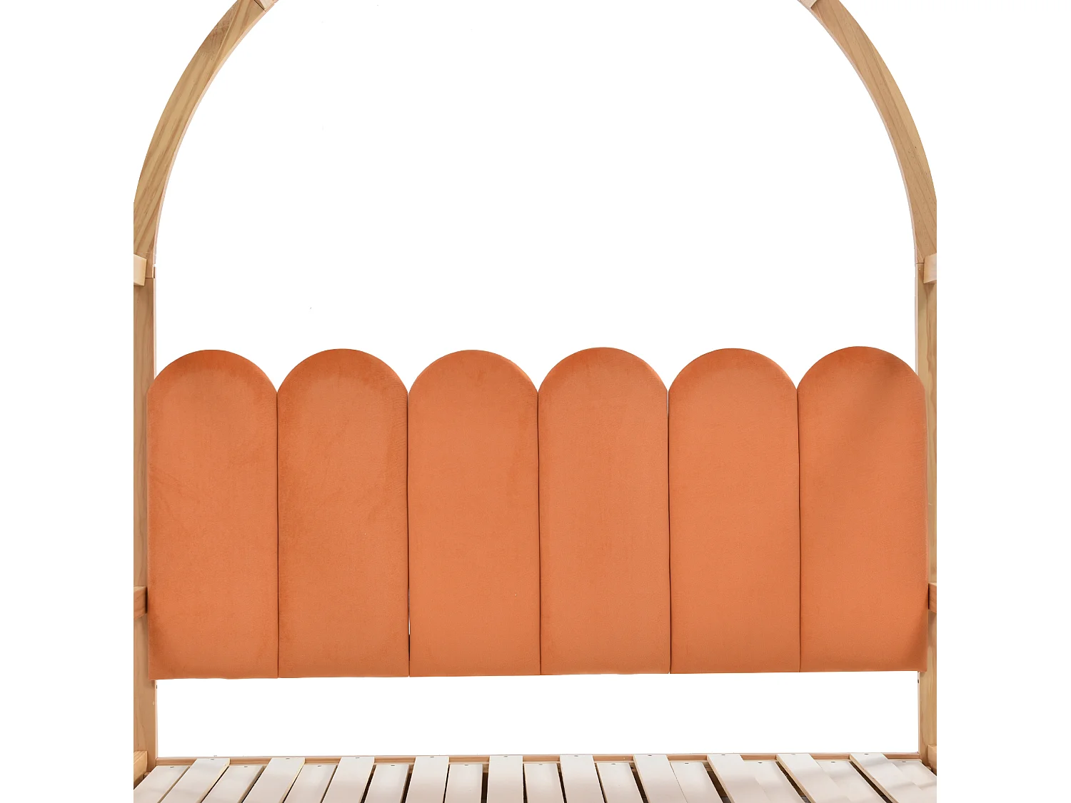 Letto per adulti 140x200 cm - con rete a doghe - pino - naturale e arancione - materasso non incluso