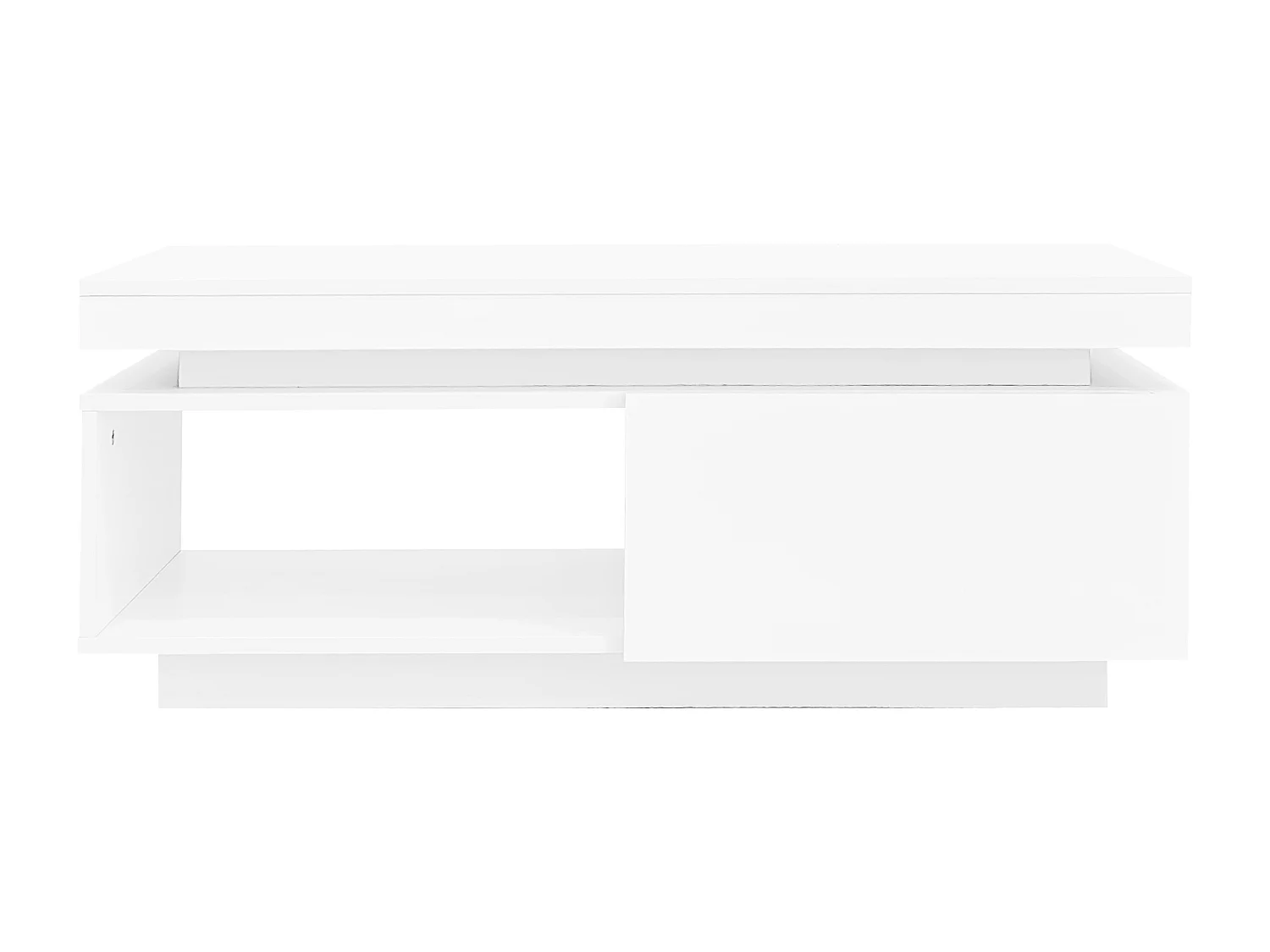 Tavolino moderno – Tavolino con illuminazione a LED e cassetti – vani portaoggetti aperti – bianco