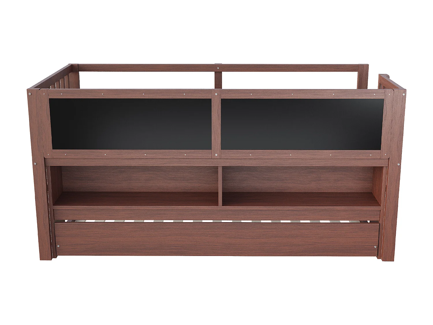 Lit mezzanine 90x200 cm - Lit enfant avec lit gigogne et sommier à lattes - brun - sans matelas