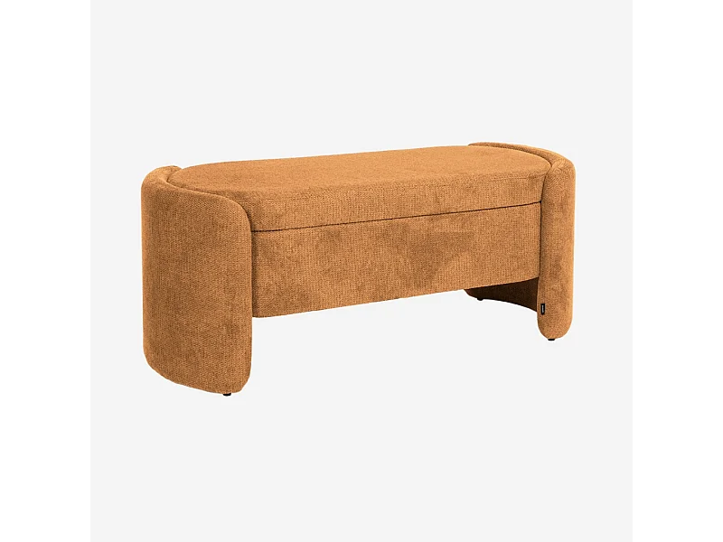 Banco baúl, pie de cama contemporáneo de tela simple óxido