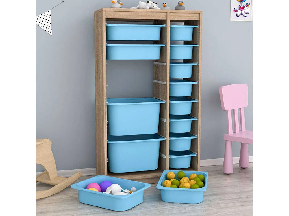 Meuble de rangement 14 tiroirs Montana Sonomo et bleu