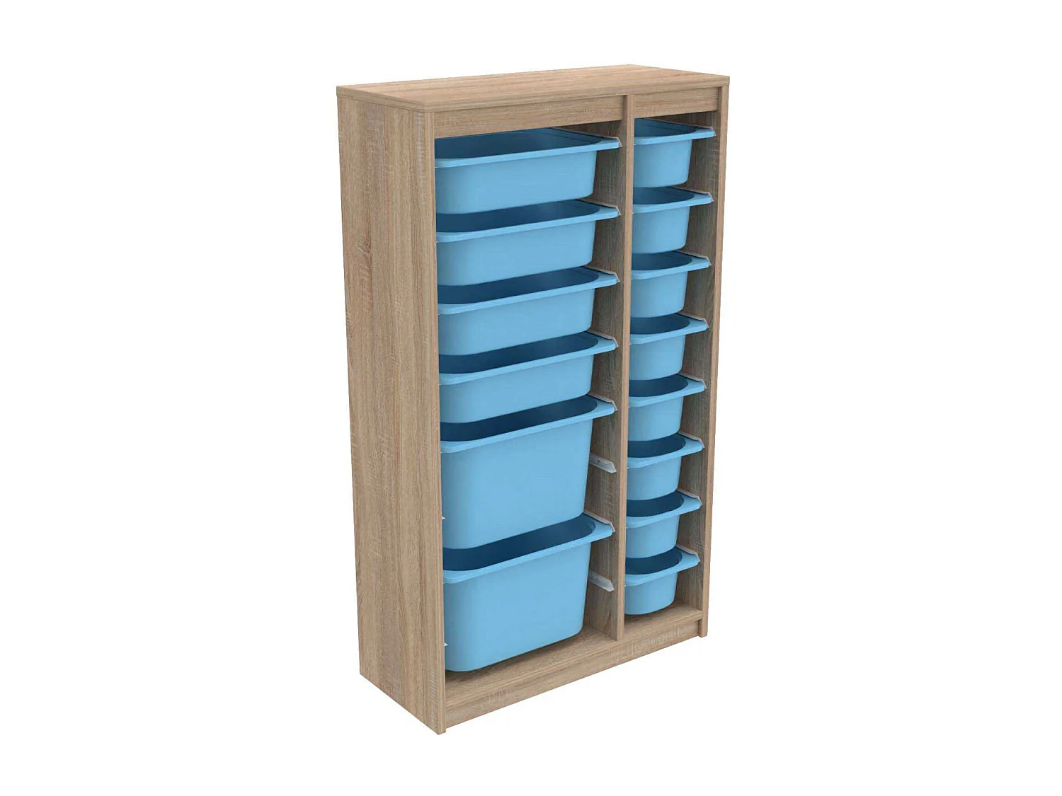 Meuble de rangement 14 tiroirs Montana Sonomo et bleu