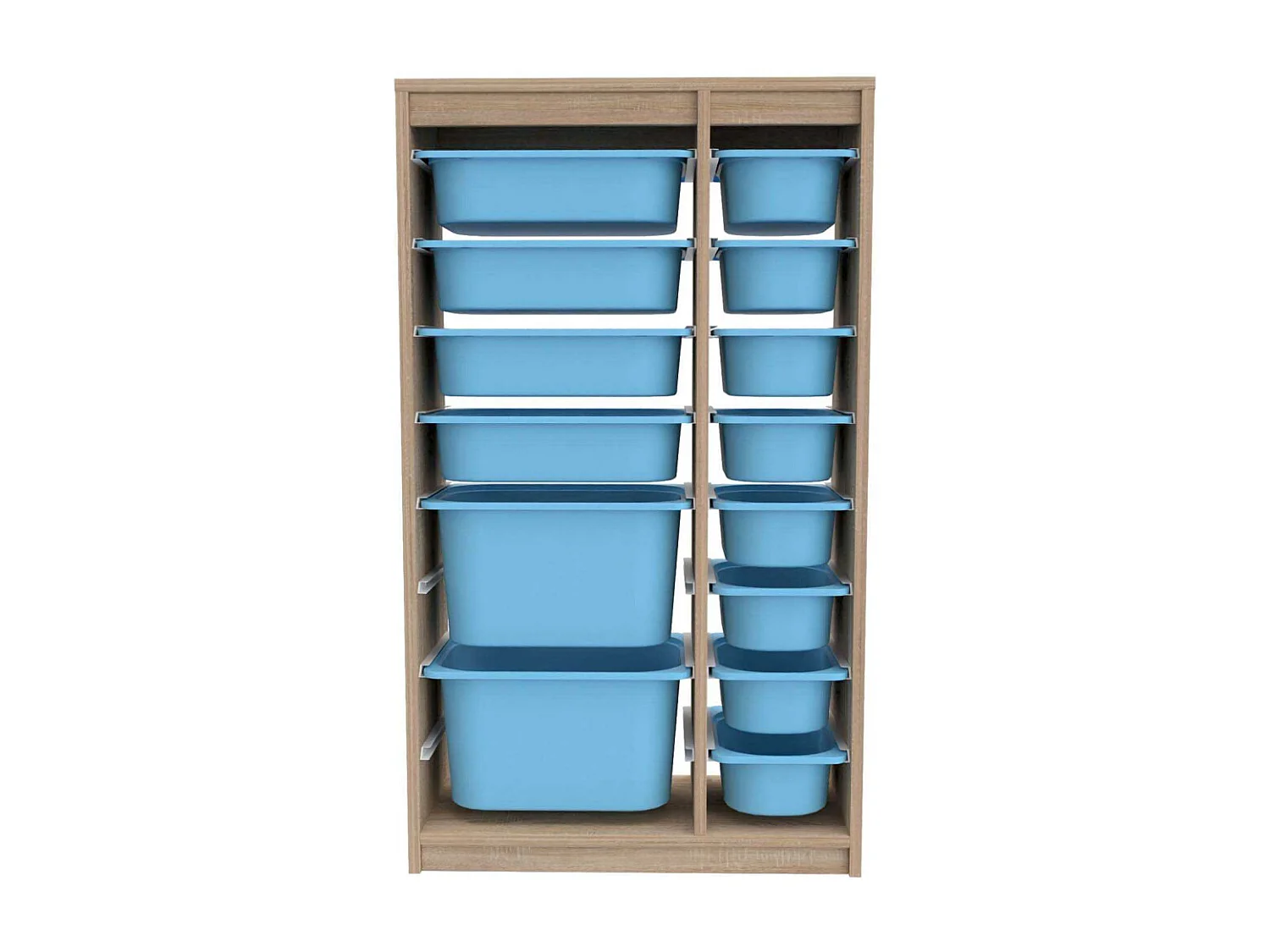 Meuble de rangement 14 tiroirs Montana Sonomo et bleu