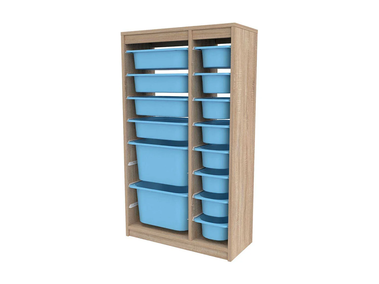 Meuble de rangement 14 tiroirs Montana Sonomo et bleu