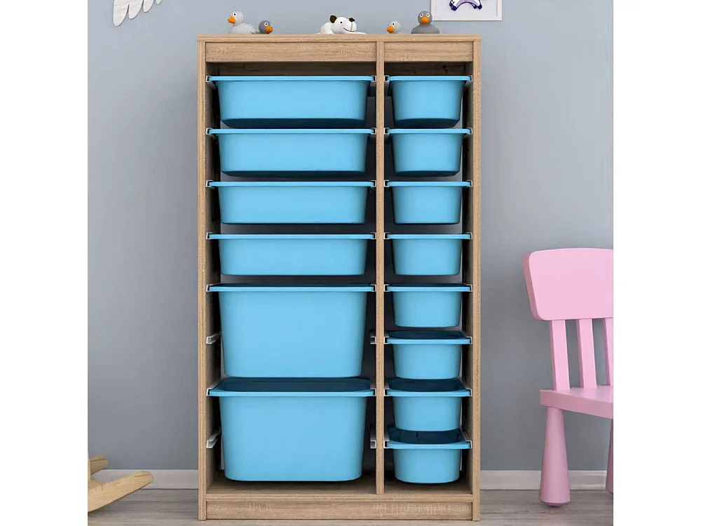 Meuble de rangement 14 tiroirs Montana Sonomo et bleu