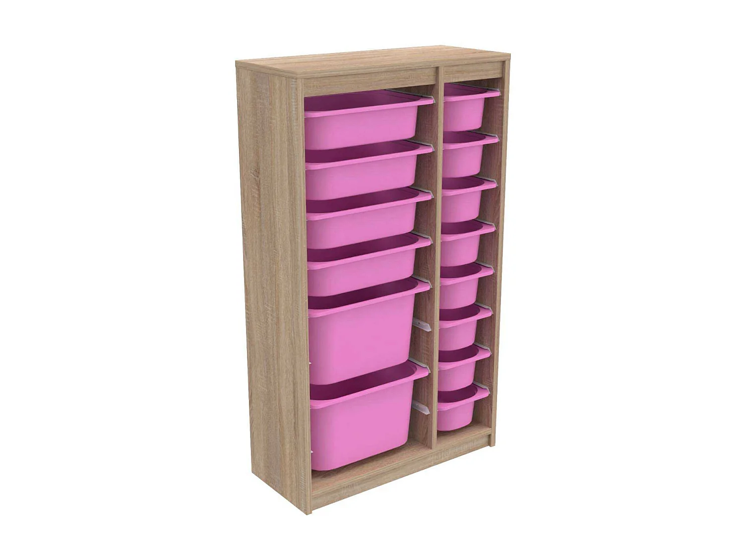 Meuble de rangement 14 tiroirs Montana Sonomo et rose