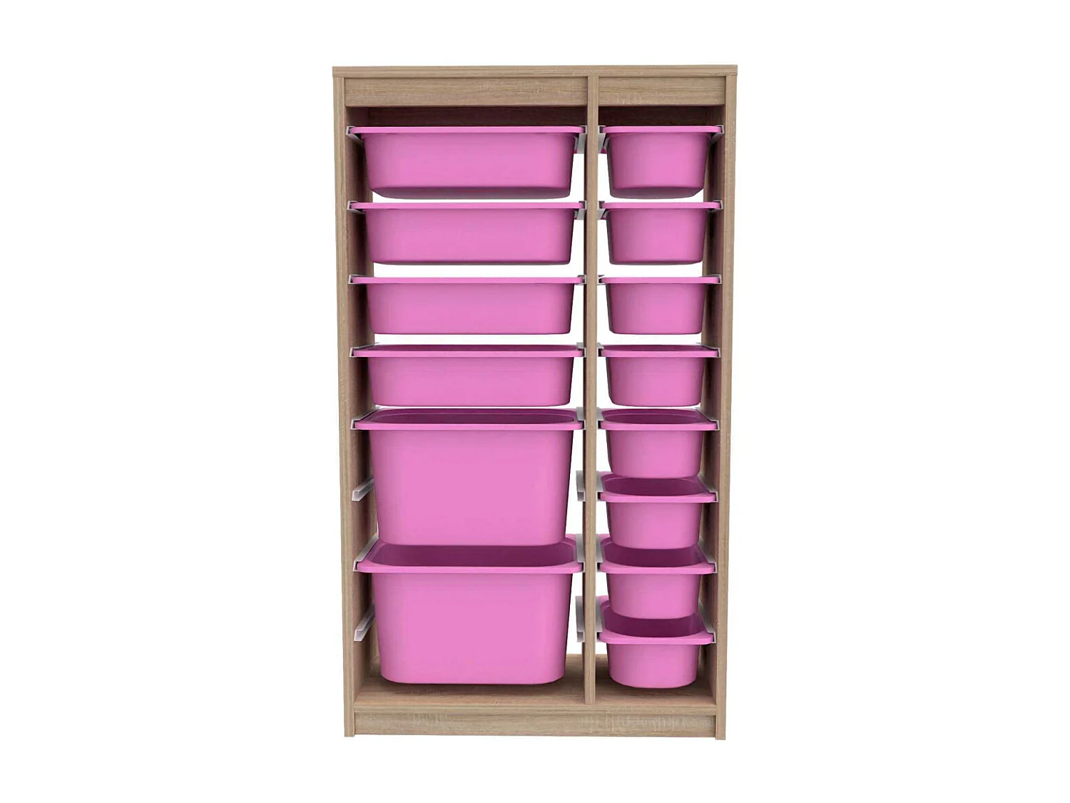 Meuble de rangement 14 tiroirs Montana Sonomo et rose