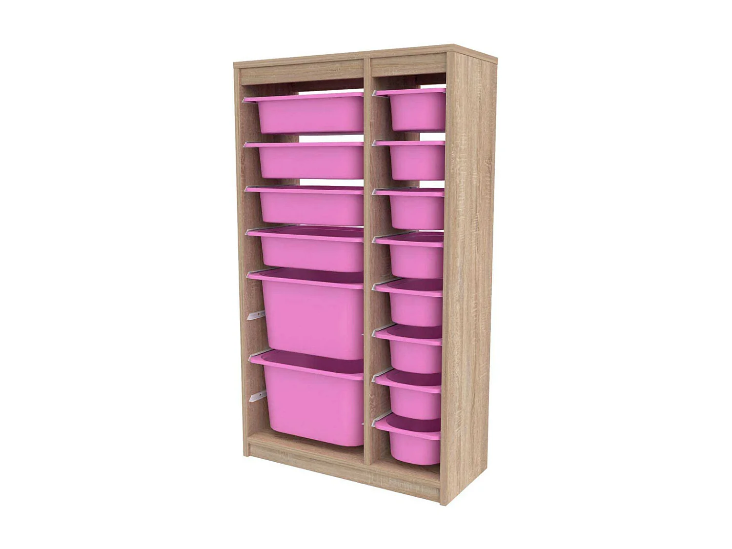 Meuble de rangement 14 tiroirs Montana Sonomo et rose