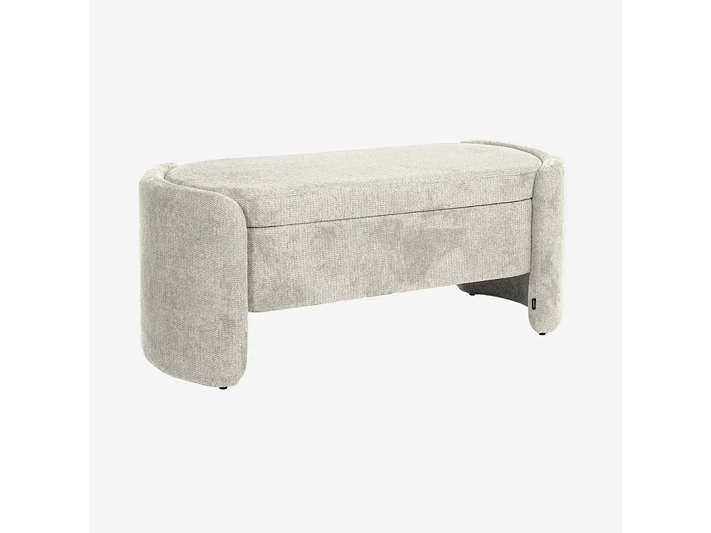 Banco baúl, pie de cama contemporáneo de tela simple gris claro