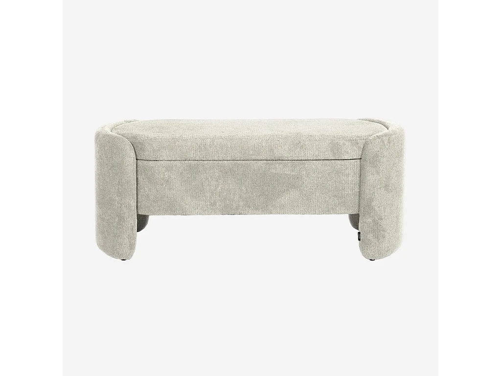 Banco baúl, pie de cama contemporáneo de tela simple gris claro