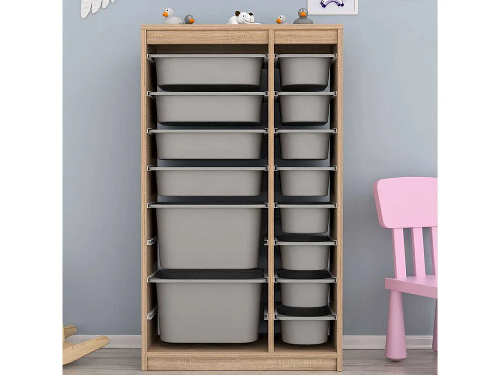 Meuble de rangement 14 tiroirs Montana Sonomo et gris