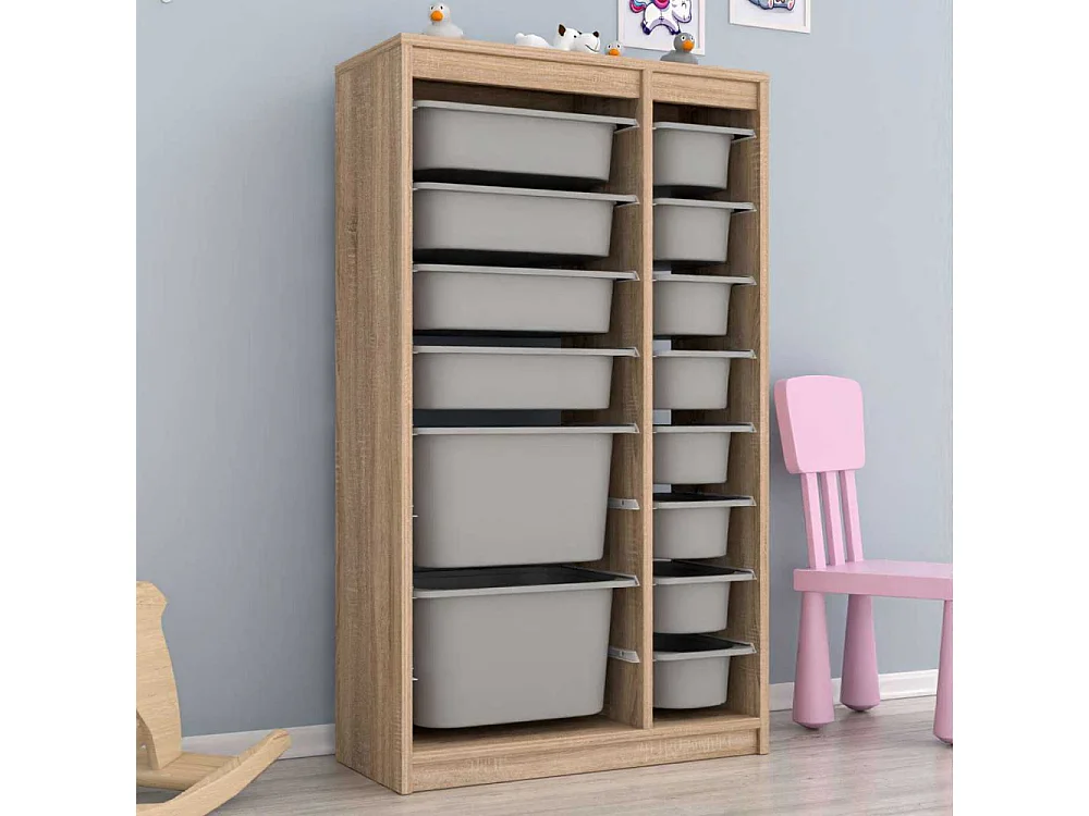 Meuble de rangement 14 tiroirs Montana Sonomo et gris