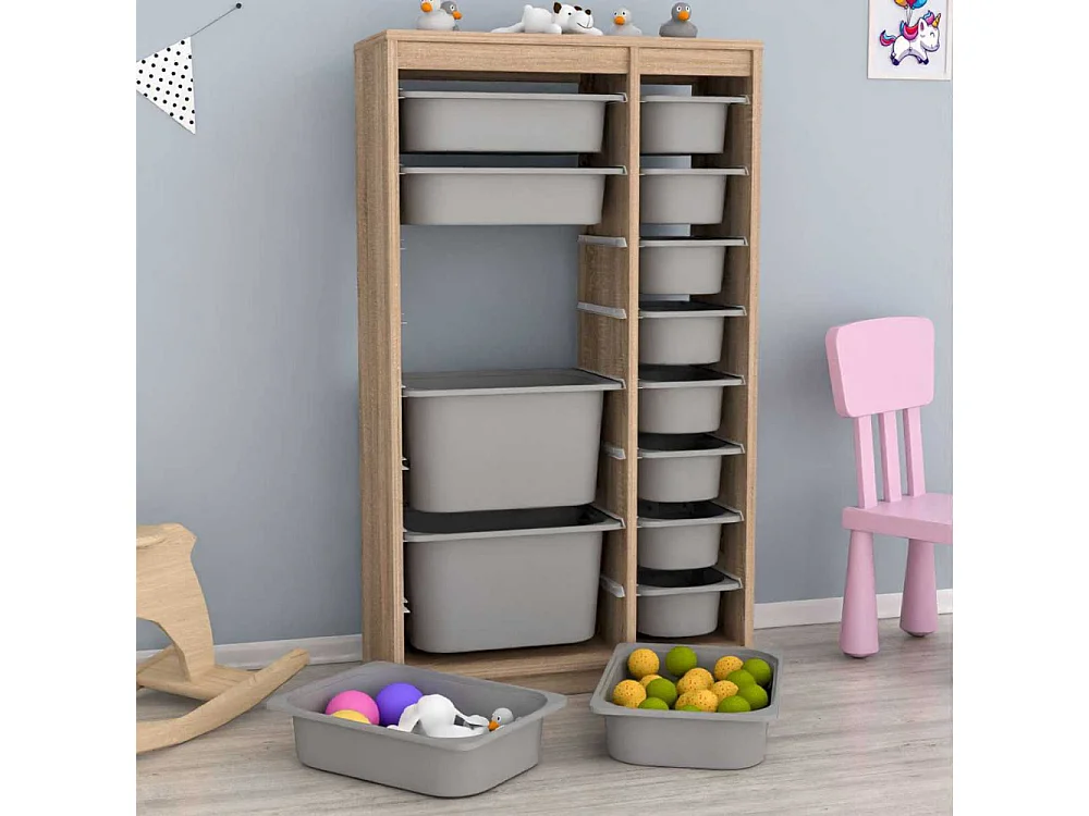 Meuble de rangement 14 tiroirs Montana Sonomo et gris