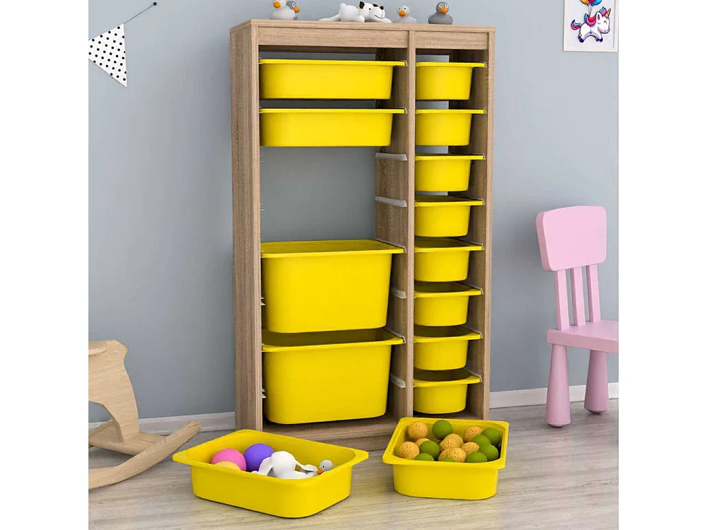 Meuble de rangement 14 tiroirs Montana Sonomo et jaune