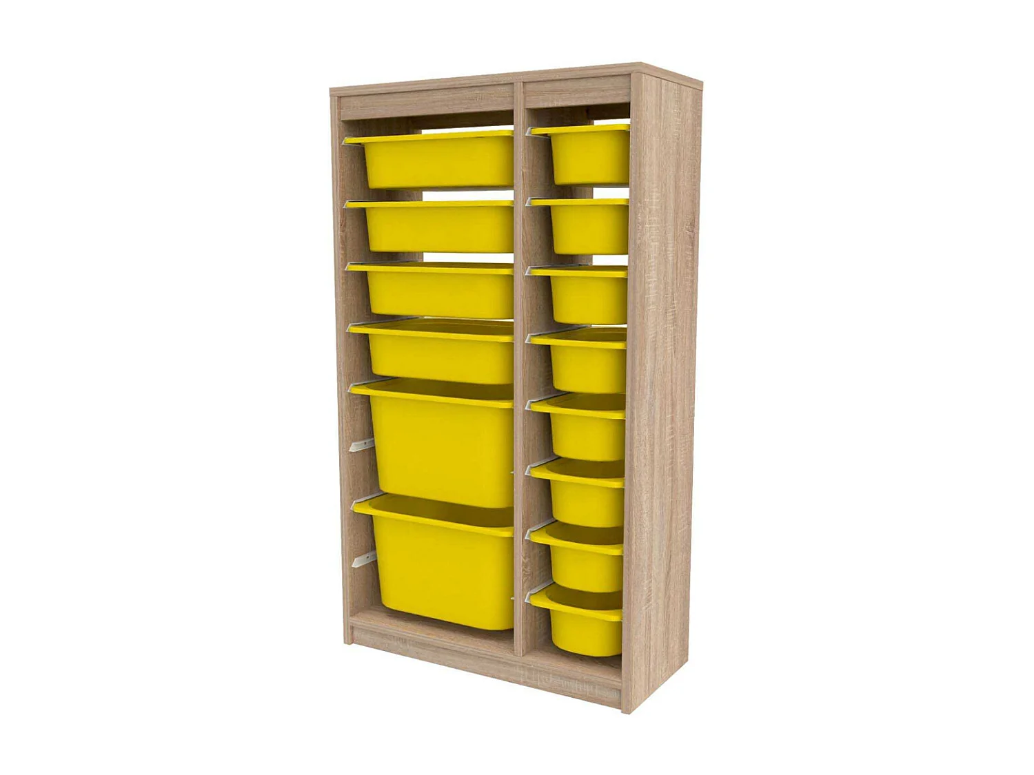 Meuble de rangement 14 tiroirs Montana Sonomo et jaune