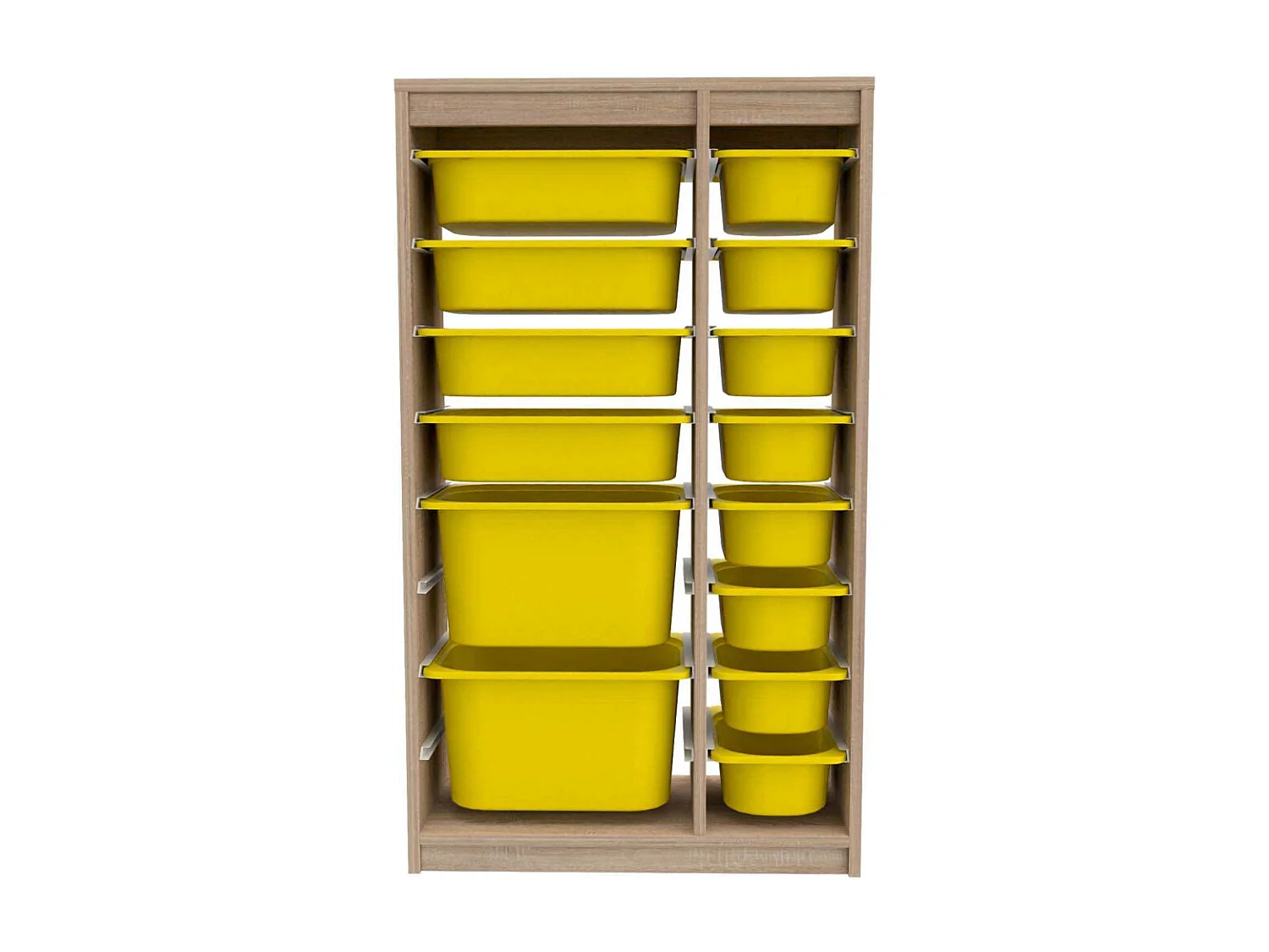 Meuble de rangement 14 tiroirs Montana Sonomo et jaune