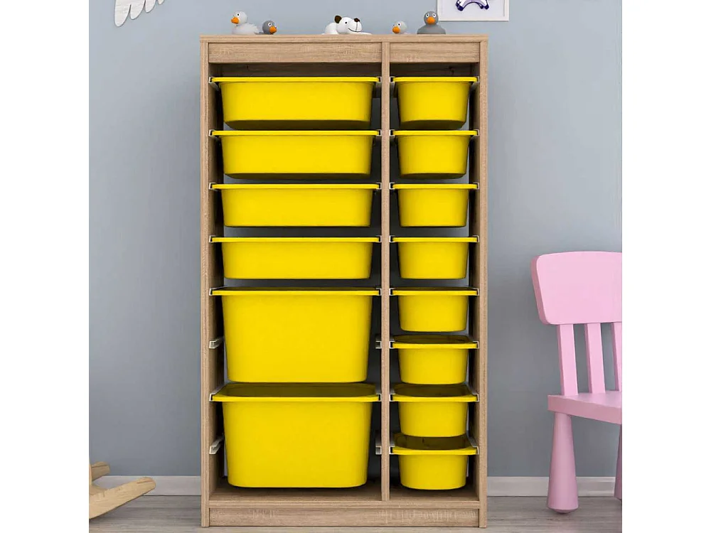 Meuble de rangement 14 tiroirs Montana Sonomo et jaune