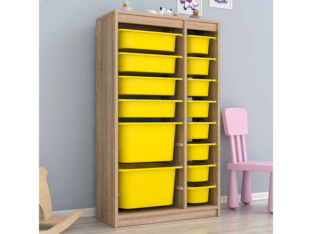 Meuble de rangement 14 tiroirs Montana Sonomo et jaune