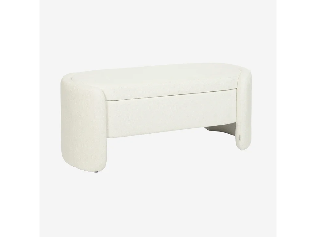 Banco baúl, pie de cama contemporáneo de tela simple blanco