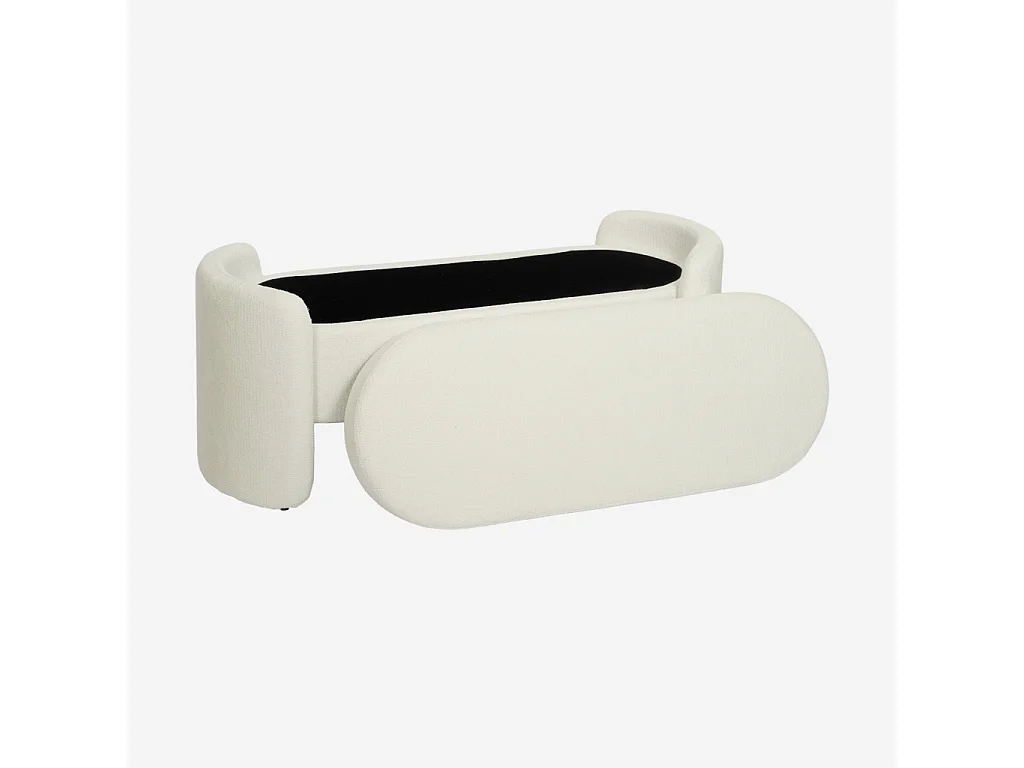 Banco baúl, pie de cama contemporáneo de tela simple blanco