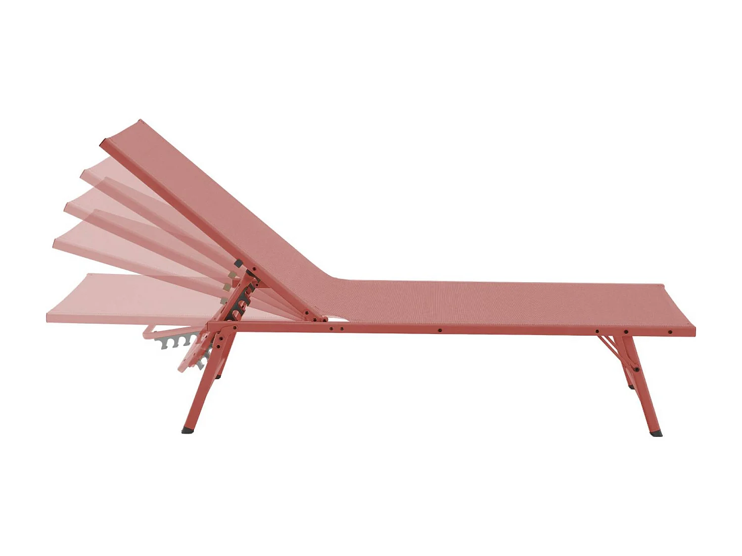 Lot de 2 bains de soleil acier textilène inclinable 4 positions Tropea terracotta. 165 x 54.5 x 82.5 cm