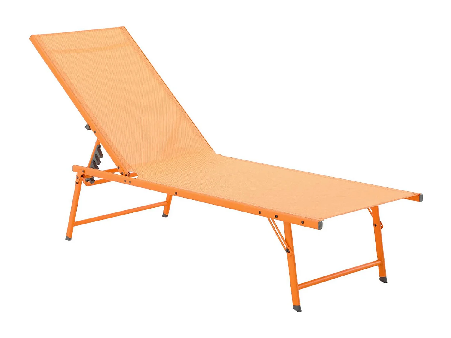 Lot de 2 bains de soleil acier textilène inclinable 4 positions Tropea orange. 165 x 54.5 x 82.5 cm