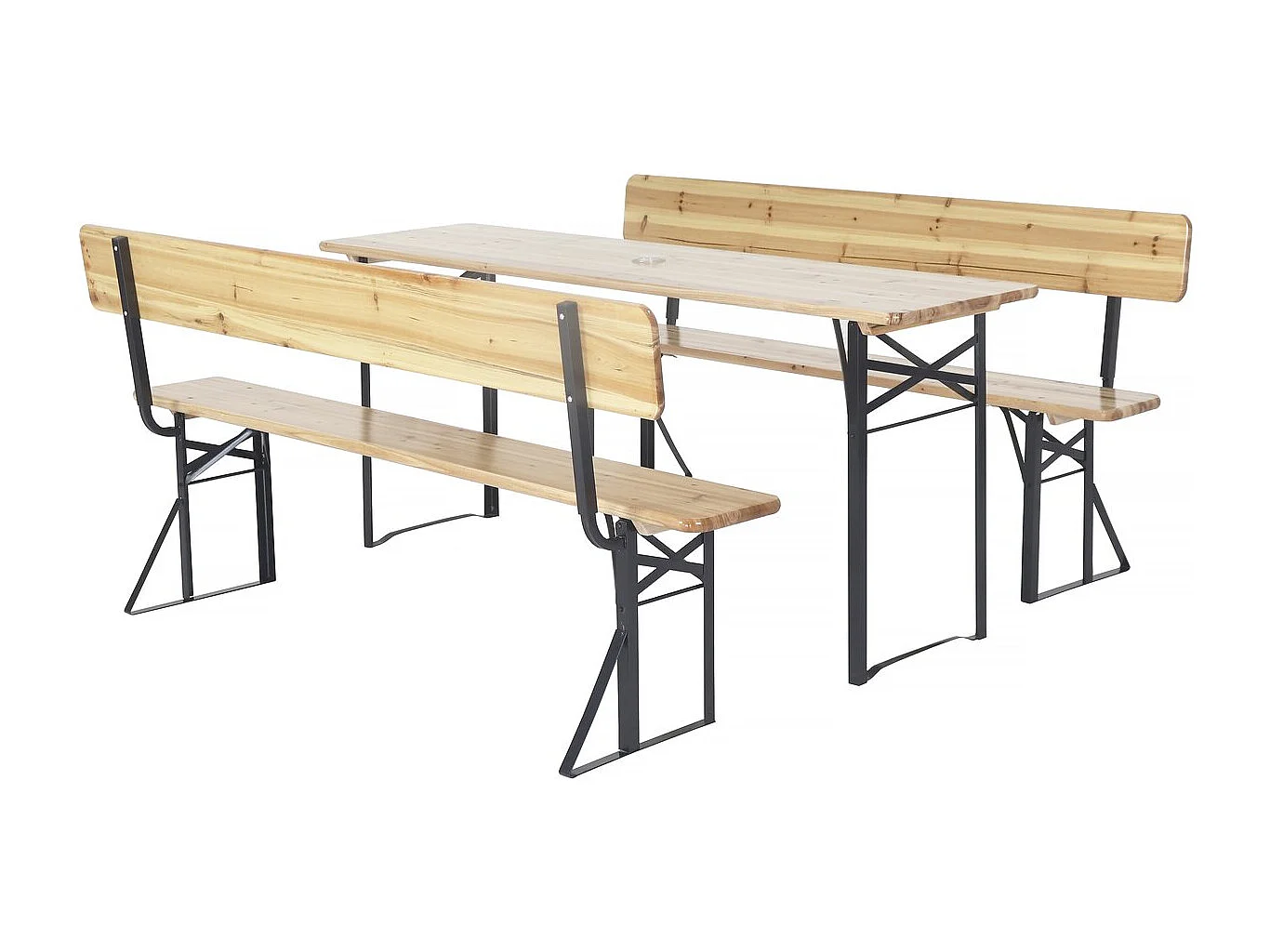 Salon de jardin set brasserie en bois avec dossier "Lisbonne" - 180 cm - Marron