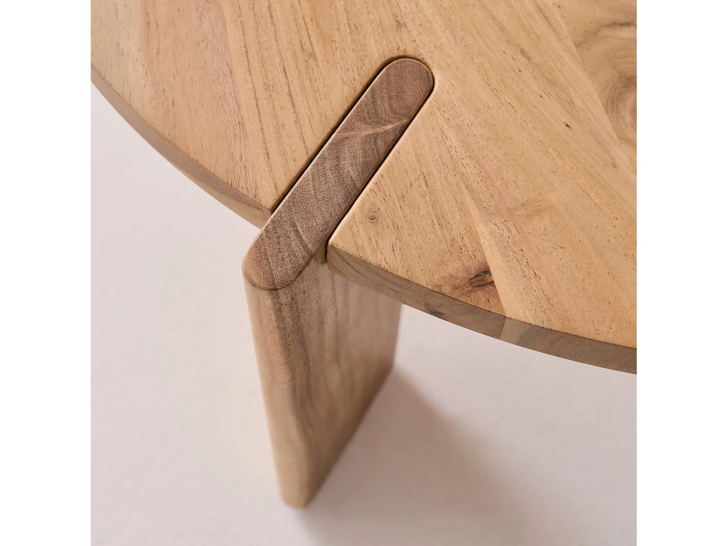 Table basse ronde en bois d'acacia massif naturel 80 cm - Reva