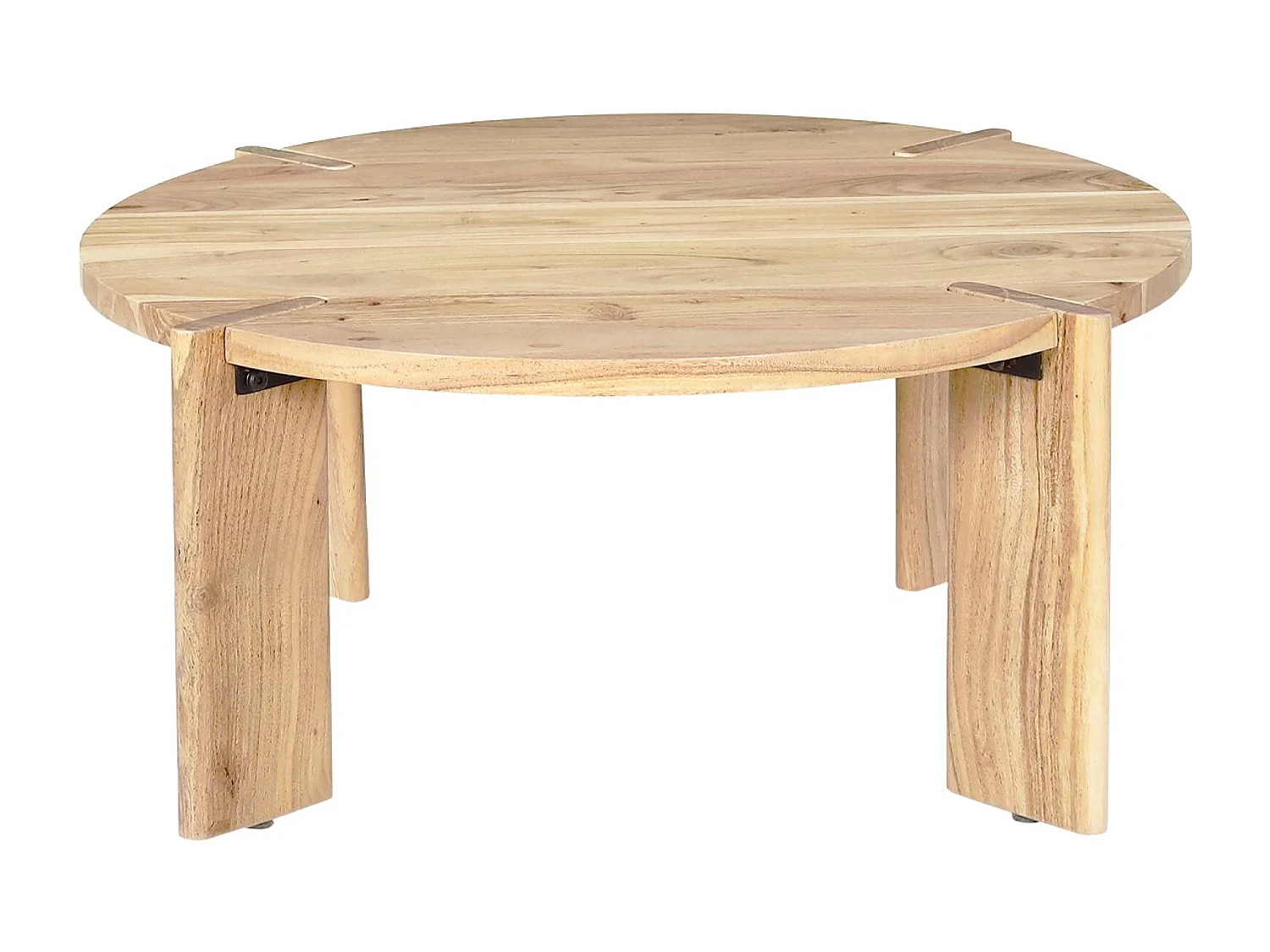 Table basse ronde en bois d'acacia massif naturel 80 cm - Reva