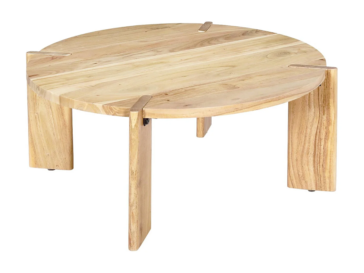 Table basse ronde en bois d'acacia massif naturel 80 cm - Reva